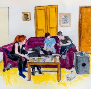 Three students spending time in a sublet apartment